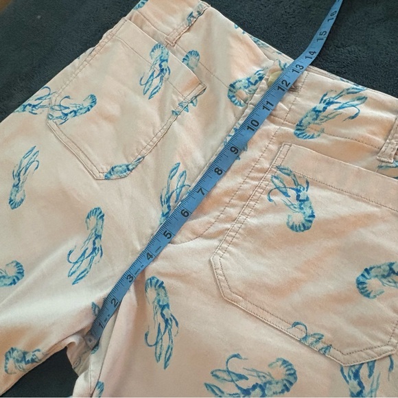 ANTHROPOLOGIE MAEVE Lobster Print Wide Leg Crop Pants! Cream shade Blue Lobster - Picture 11 of 14